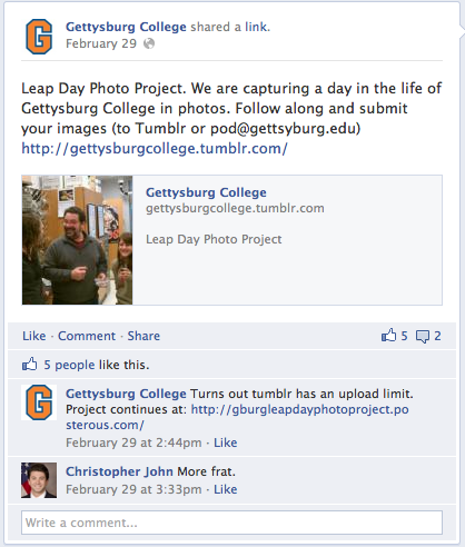 Facebook Gettysburg College
